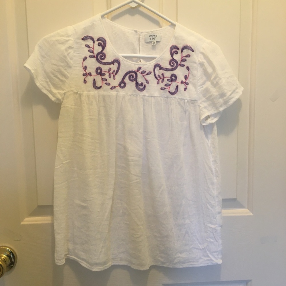 Crown & Ivy Girls white short sleeve top